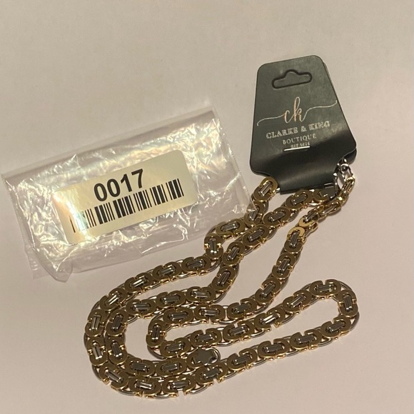 Men’s Stainless Steel Egyptian Byzantine Flat Necklace & Bangle Set - Picture 9 of 9